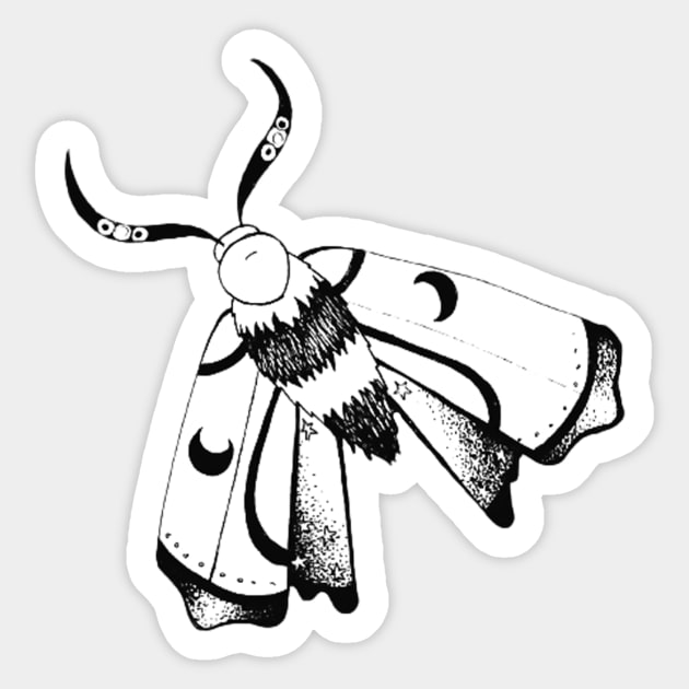 Black and white moon moth Sticker by fun chaos amy